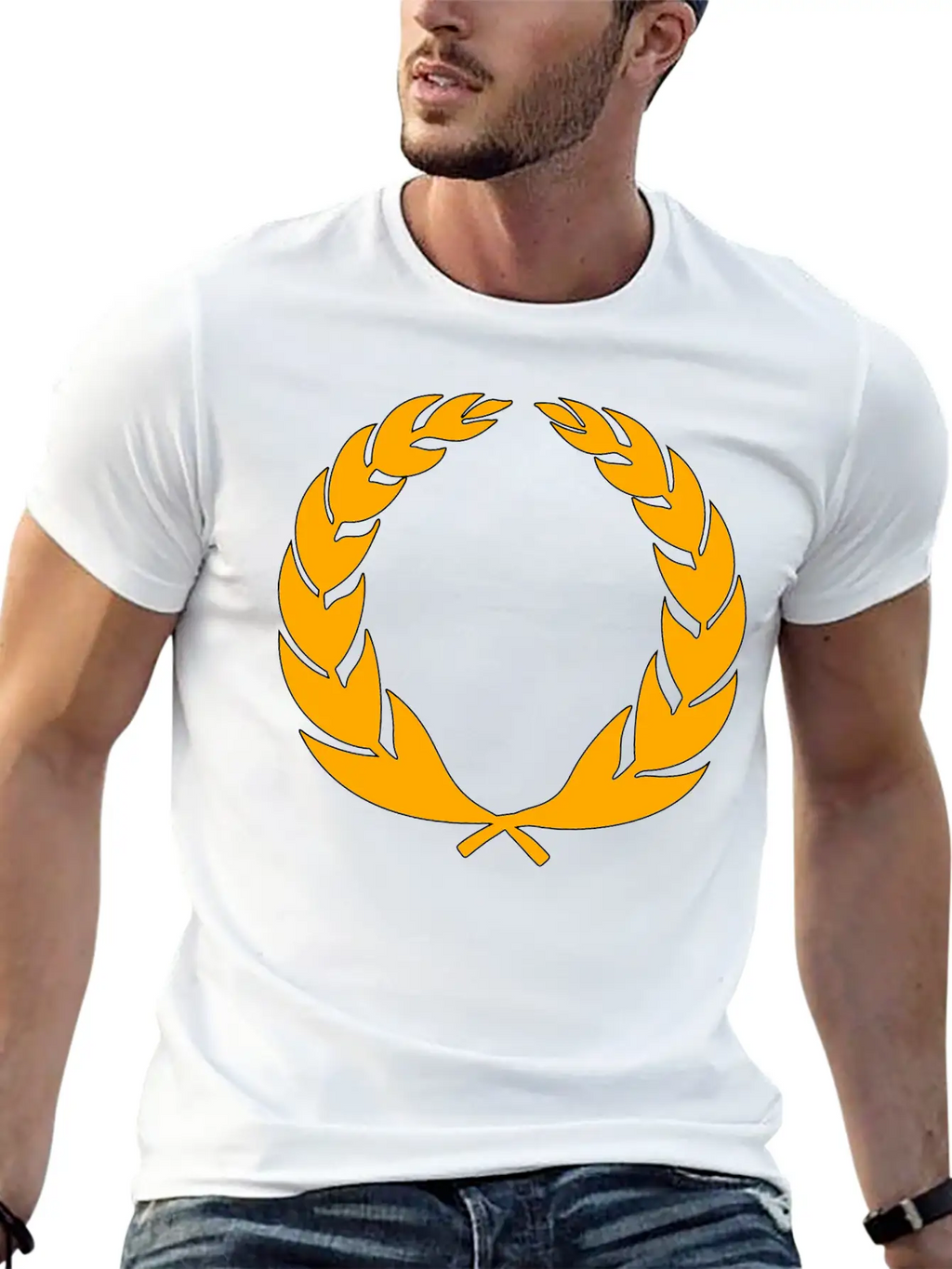Stylised Laurel Wreath Essential Cotton Tee For Daily Outfits – Unisex Style