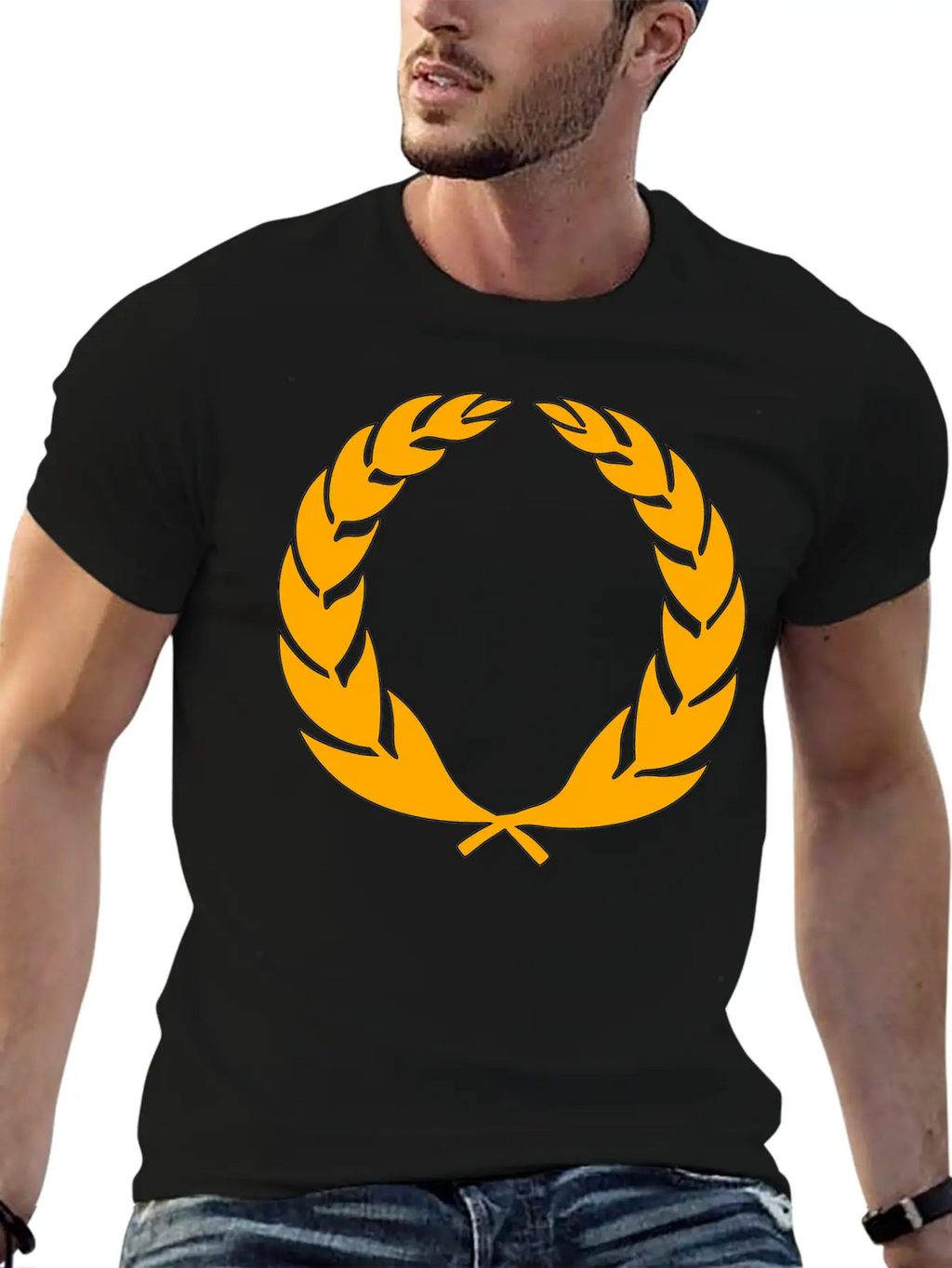 Stylised Laurel Wreath Essential Cotton Tee For Daily Outfits – Unisex Style