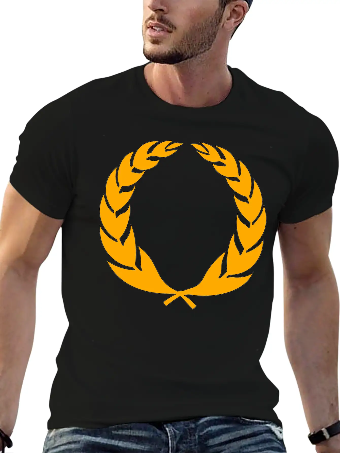 Stylised Laurel Wreath Essential Cotton Tee For Daily Outfits – Unisex Style