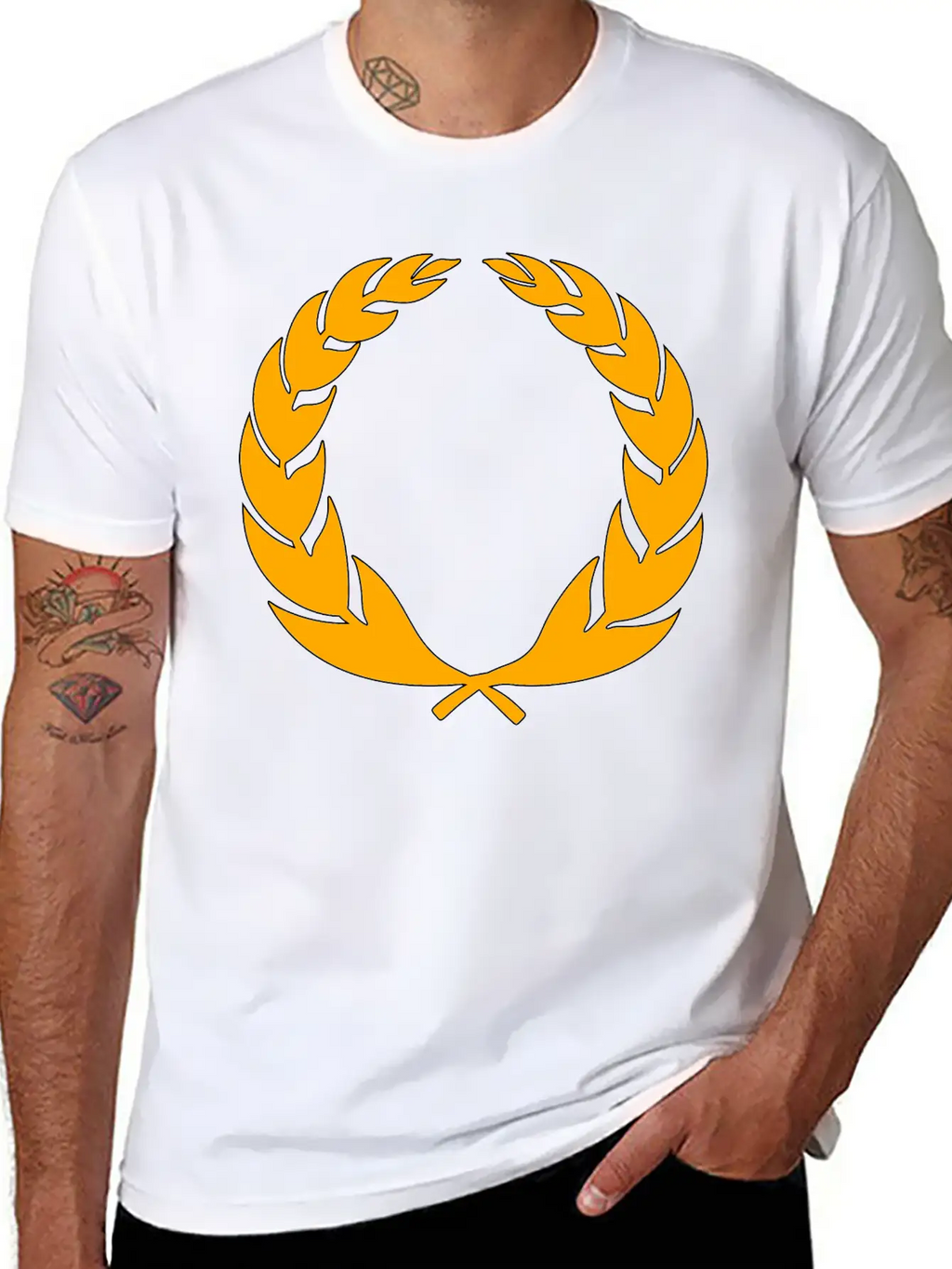 Stylised Laurel Wreath Essential Cotton Tee For Daily Outfits – Unisex Style