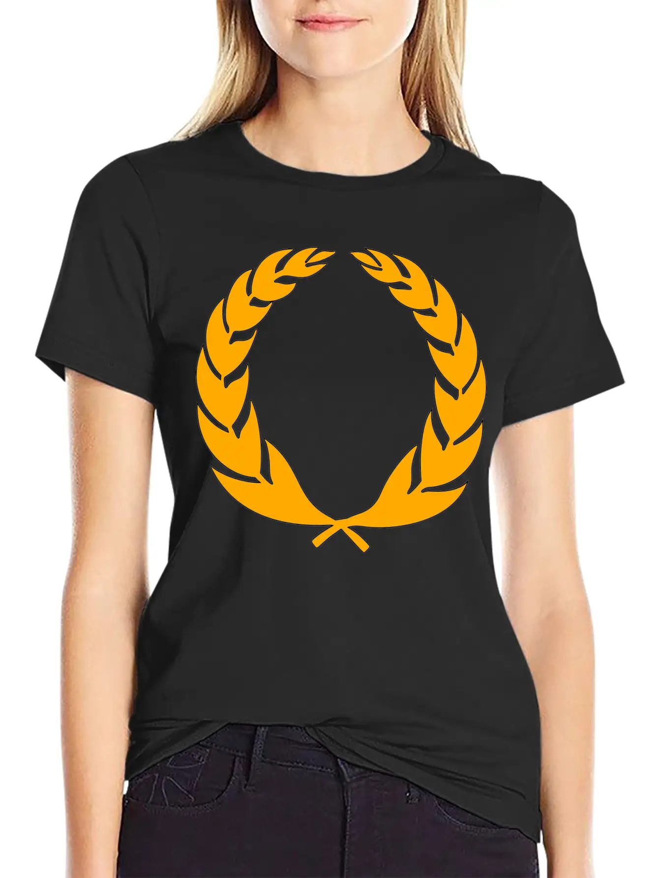 Stylised Laurel Wreath Essential Cotton Tee For Daily Outfits – Unisex Style