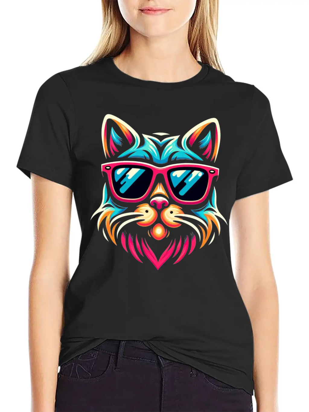 Stylized Cat Funny Cool Cats Pet Art 3 Breathable Soft Cotton T-Shirt – Timeless Casual Look