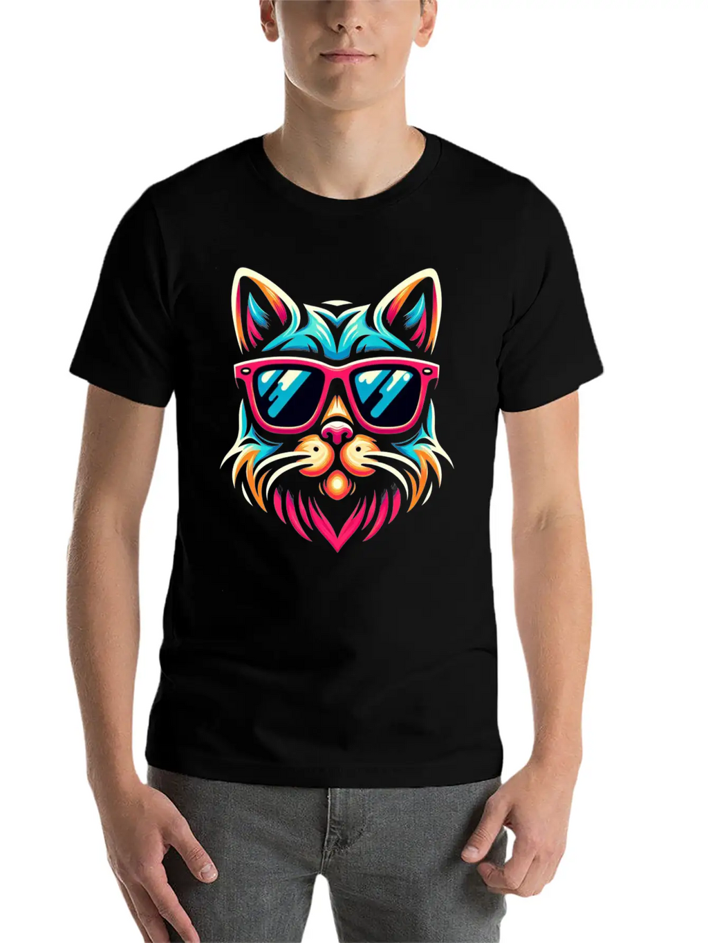 Stylized Cat Funny Cool Cats Pet Art 3 Breathable Soft Cotton T-Shirt – Timeless Casual Look