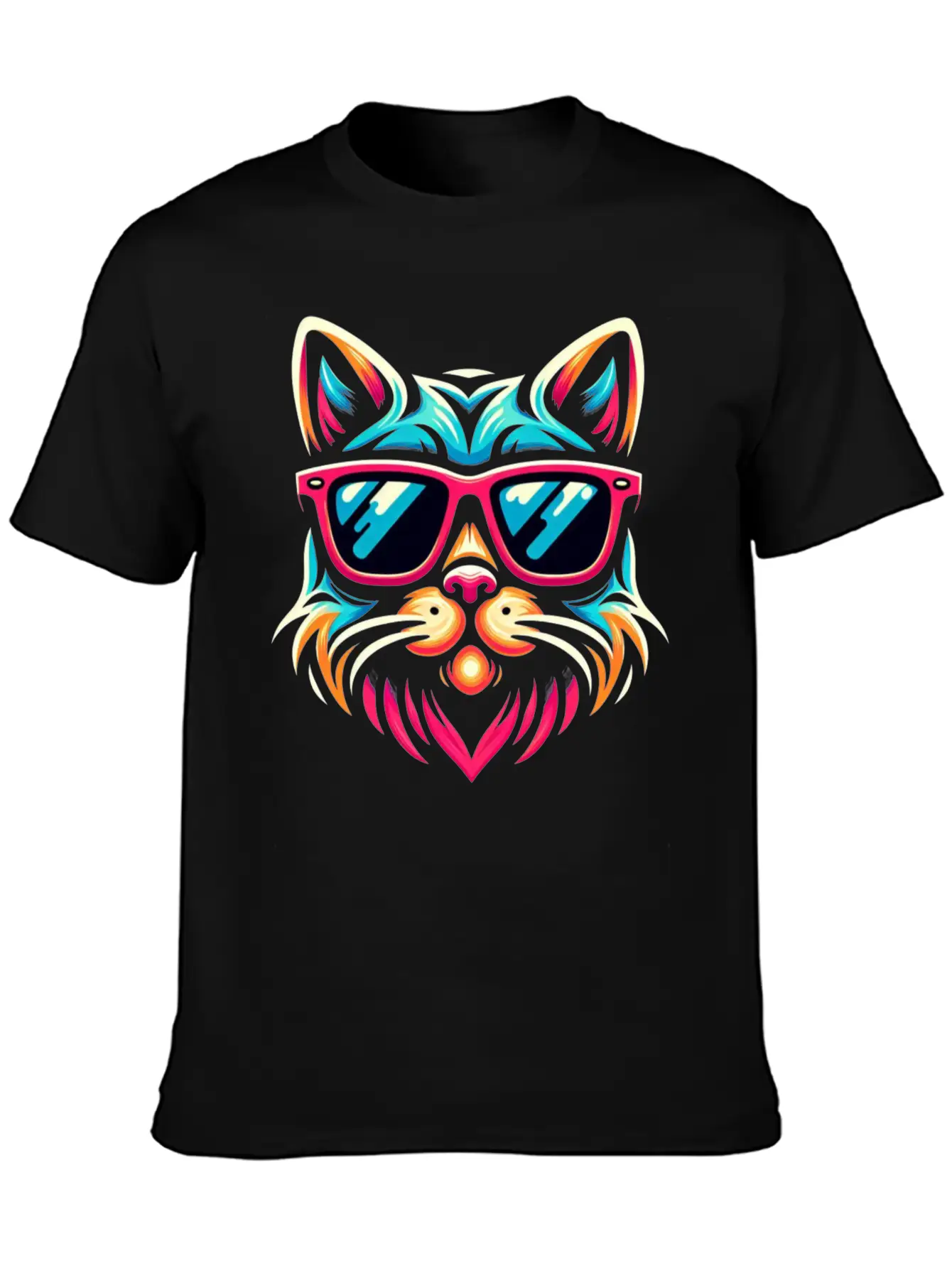 Stylized Cat Funny Cool Cats Pet Art 3 Breathable Soft Cotton T-Shirt – Timeless Casual Look