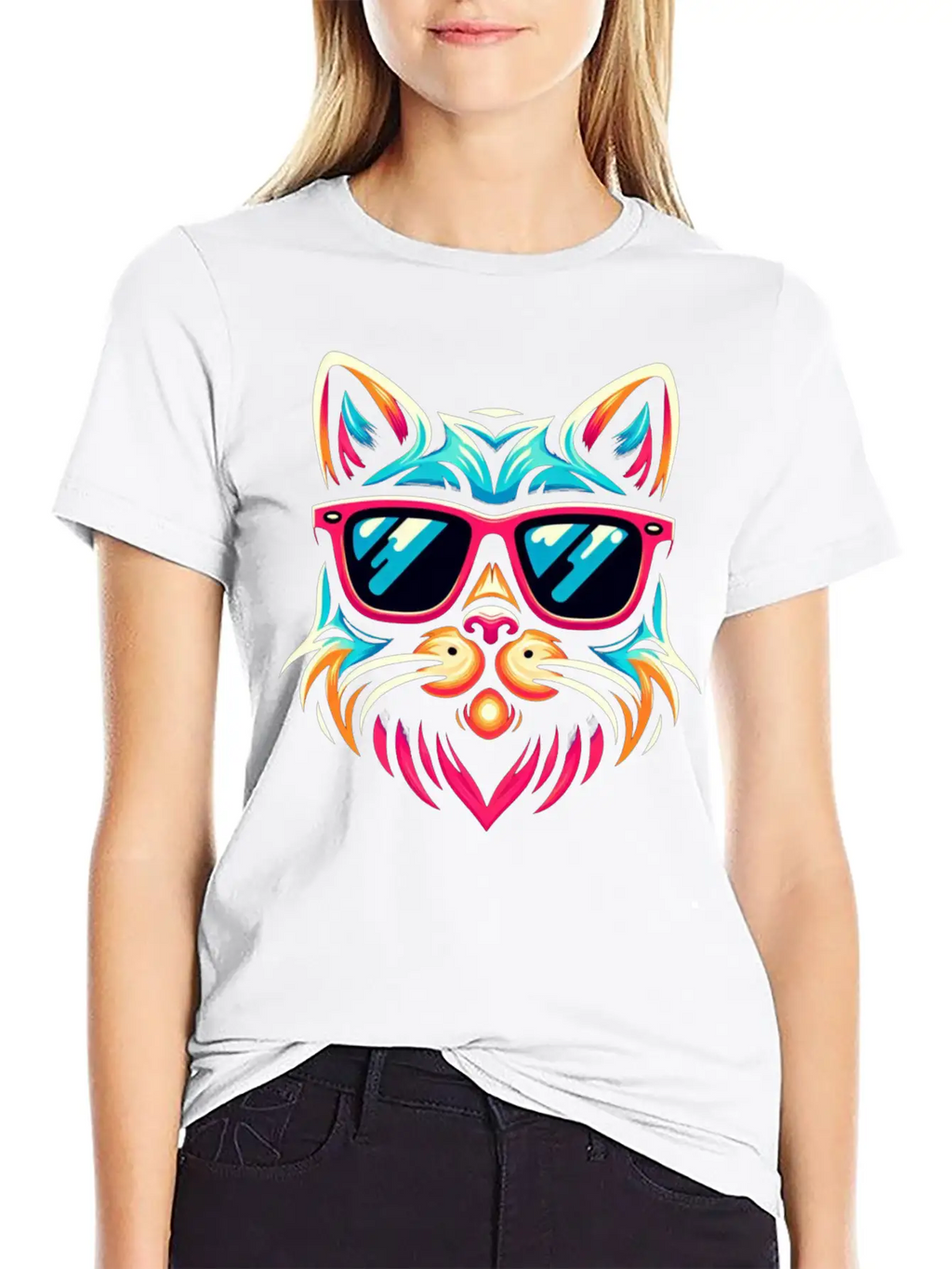 Stylized Cat Funny Cool Cats Pet Art 3 Breathable Soft Cotton T-Shirt – Timeless Casual Look