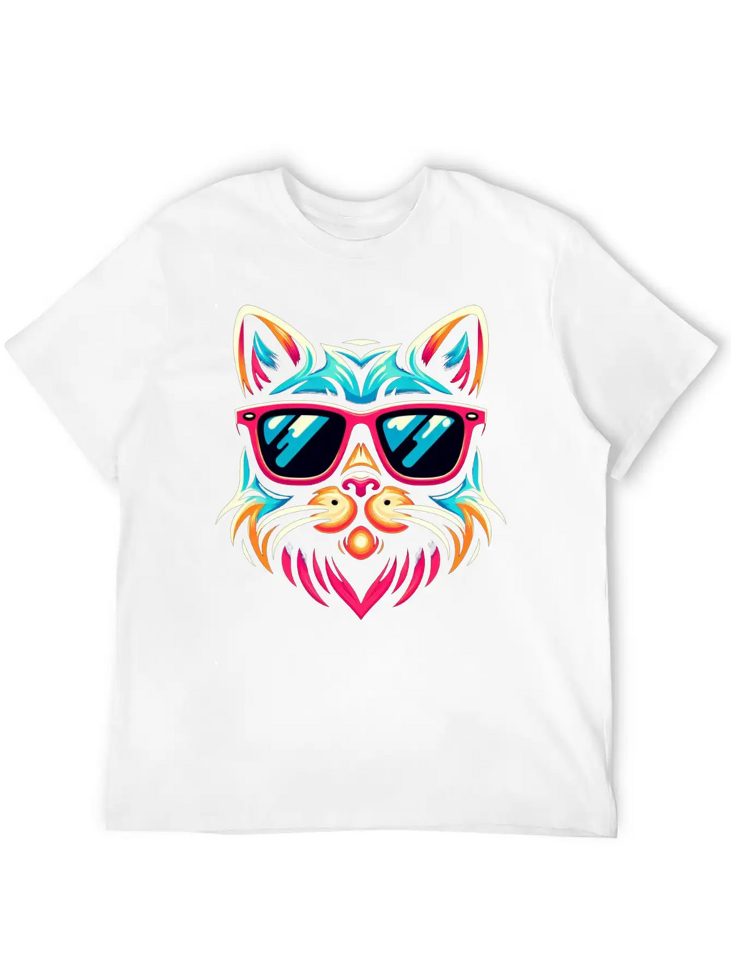 Stylized Cat Funny Cool Cats Pet Art 3 Breathable Soft Cotton T-Shirt – Timeless Casual Look
