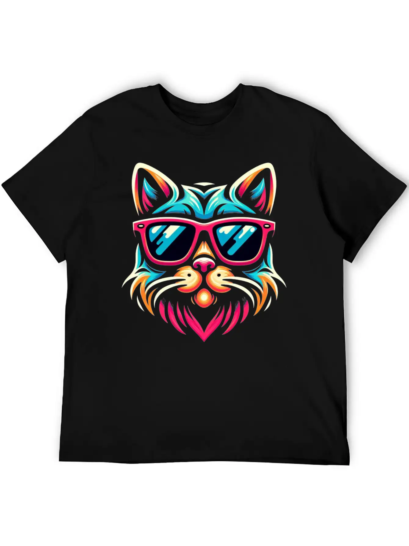 Stylized Cat Funny Cool Cats Pet Art 3 Breathable Soft Cotton T-Shirt – Timeless Casual Look