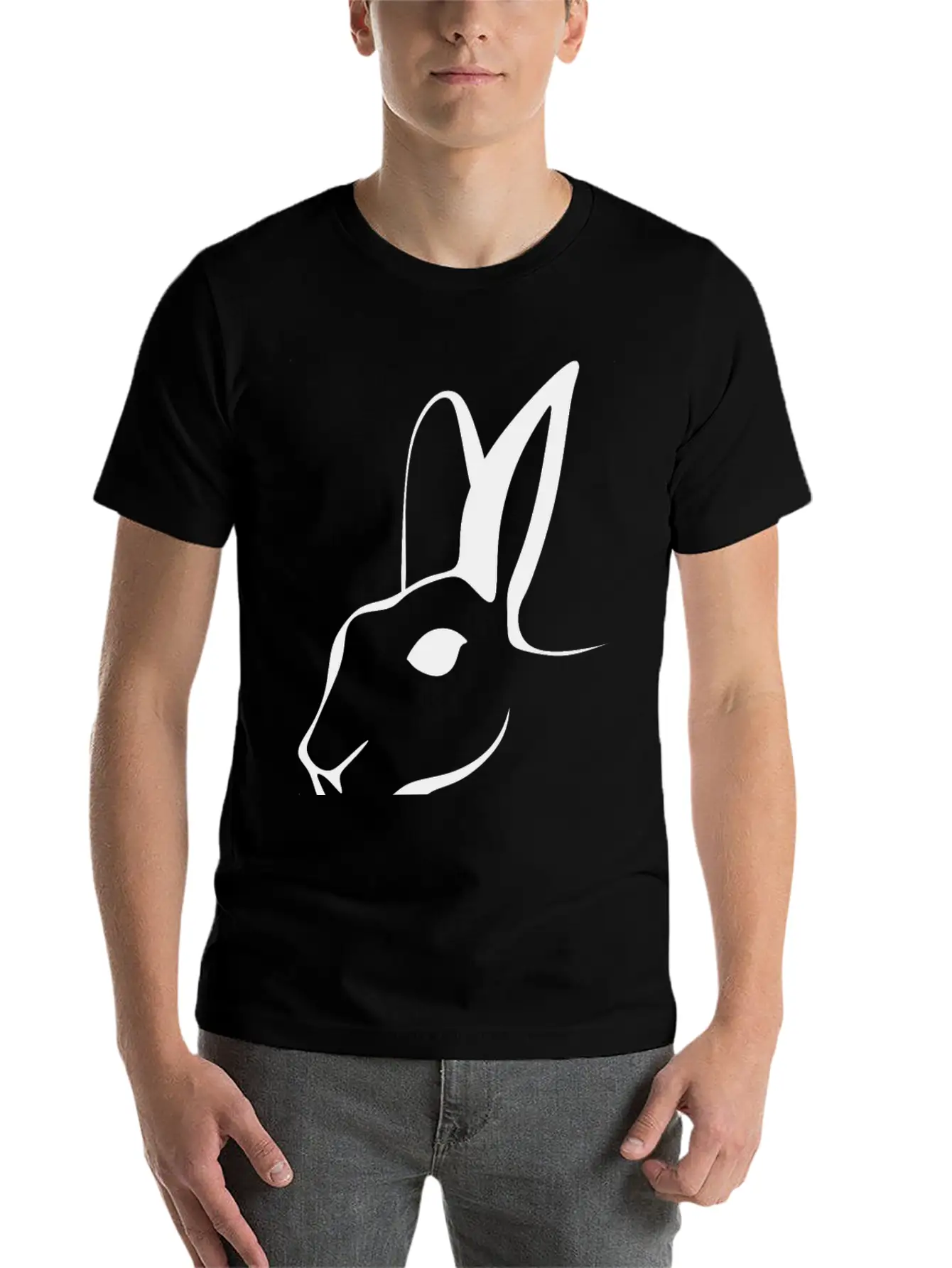 Stylized Rabbit Line Art Stylish Everyday T-Shirt – Unisex Basic Cotton Tee