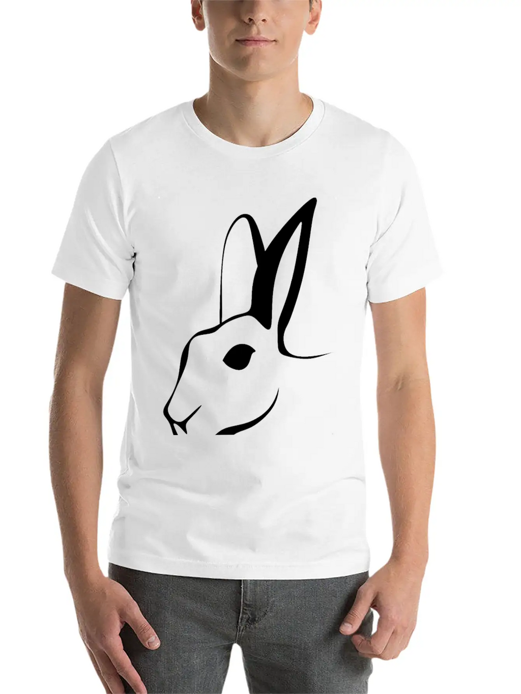 Stylized Rabbit Line Art Stylish Everyday T-Shirt – Unisex Basic Cotton Tee