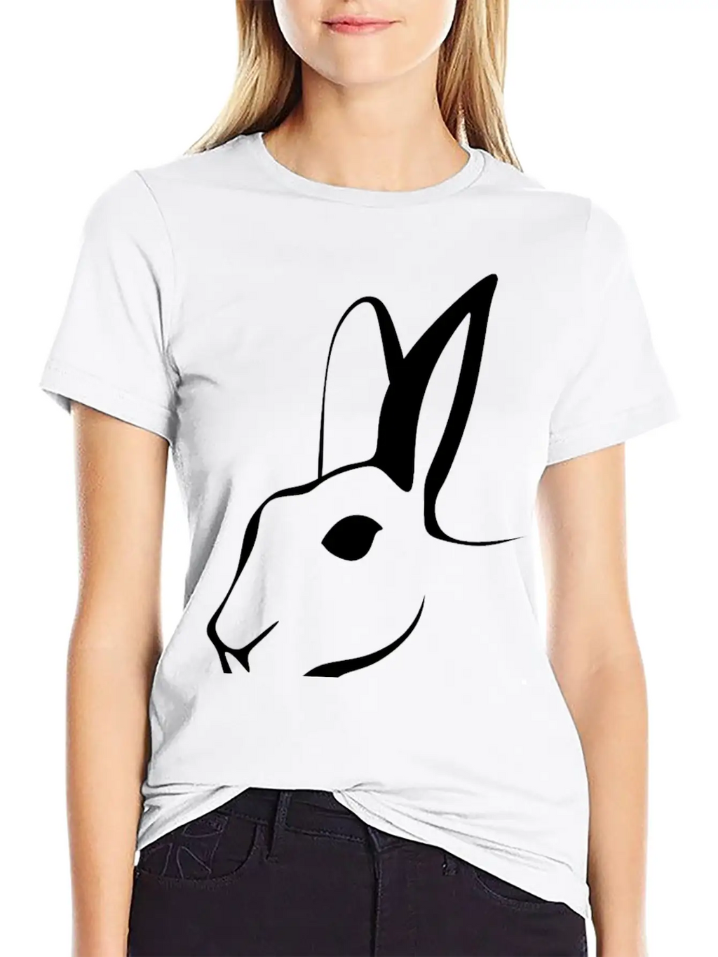 Stylized Rabbit Line Art Stylish Everyday T-Shirt – Unisex Basic Cotton Tee