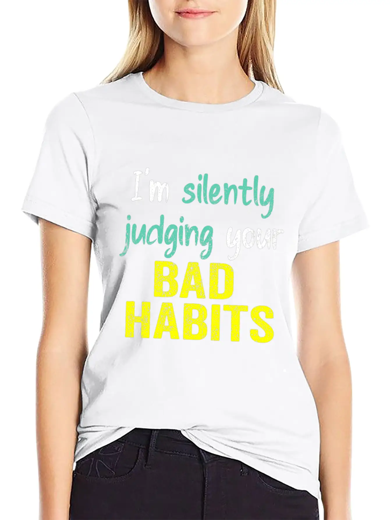 Subtle Sass White: Silently Judging Bad Habits Unisex Casual T-Shirt – Clean Design For Daily Comfort