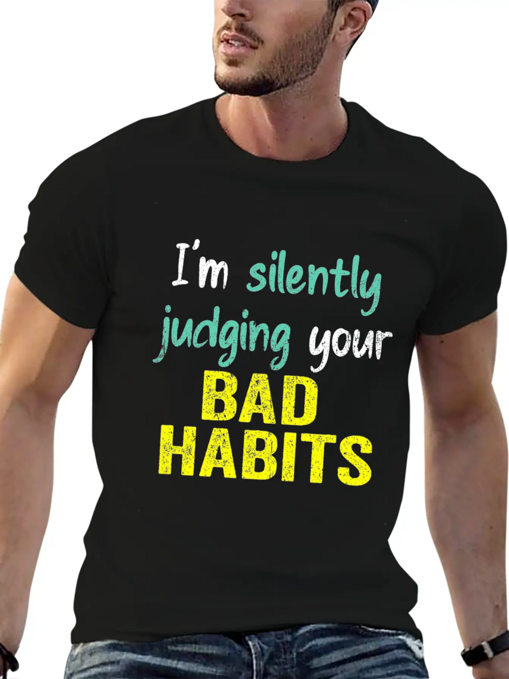 Subtle Sass White: Silently Judging Bad Habits Unisex Casual T-Shirt – Clean Design For Daily Comfort