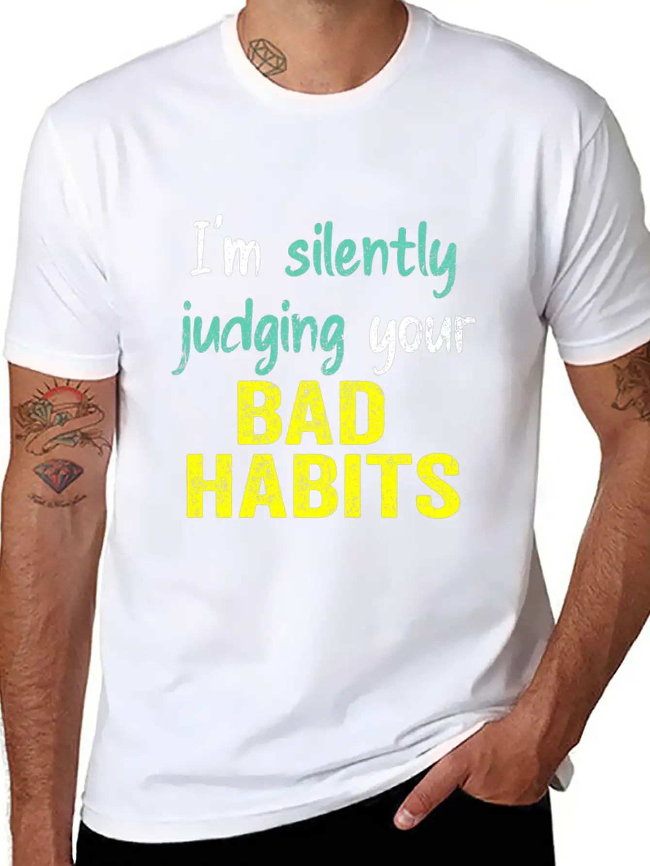 Subtle Sass White: Silently Judging Bad Habits Unisex Casual T-Shirt – Clean Design For Daily Comfort