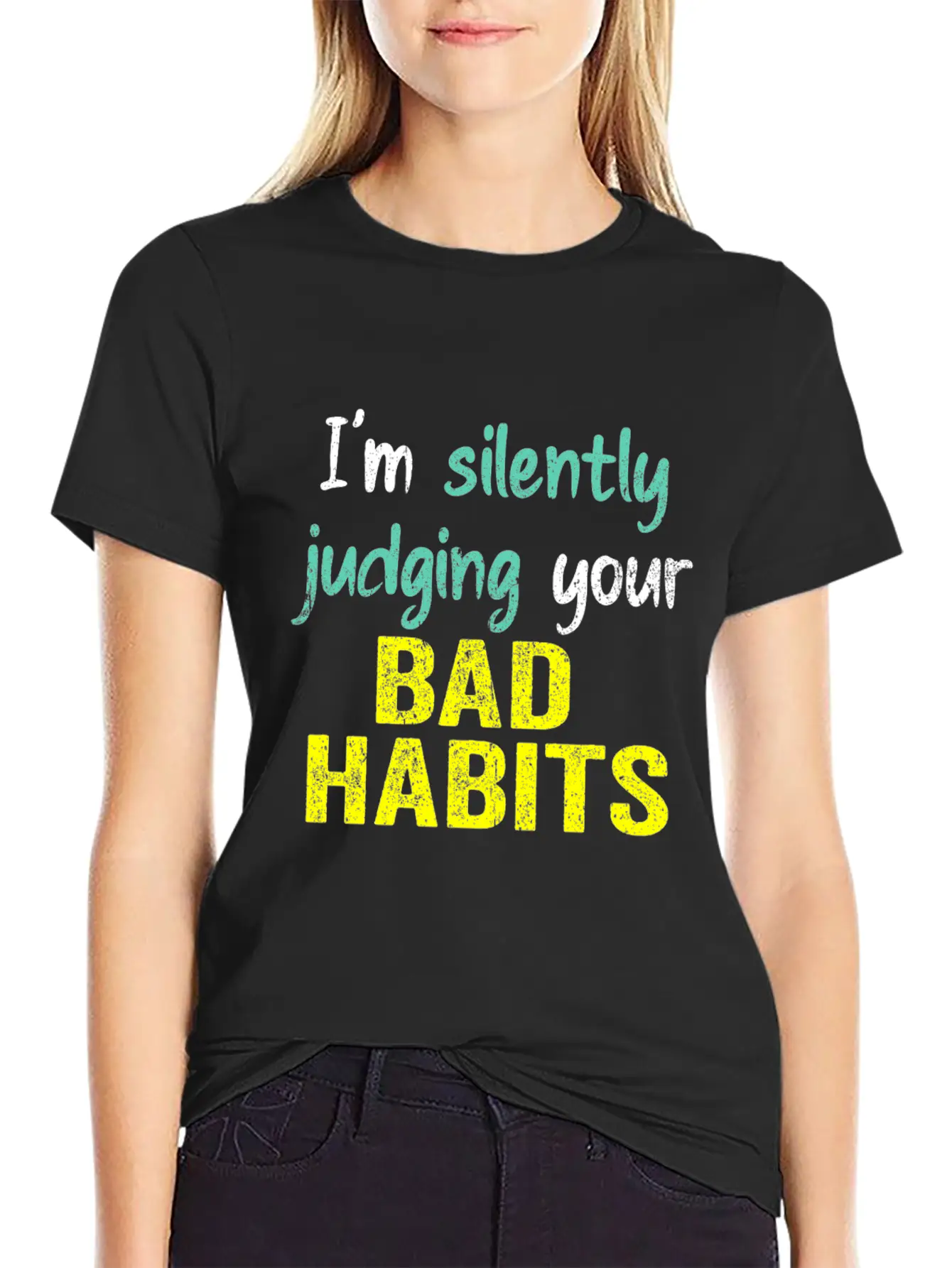 Subtle Sass White: Silently Judging Bad Habits Unisex Casual T-Shirt – Clean Design For Daily Comfort