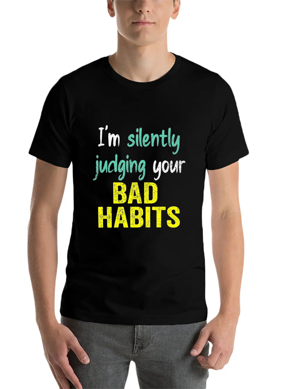 Subtle Sass White: Silently Judging Bad Habits Unisex Casual T-Shirt – Clean Design For Daily Comfort