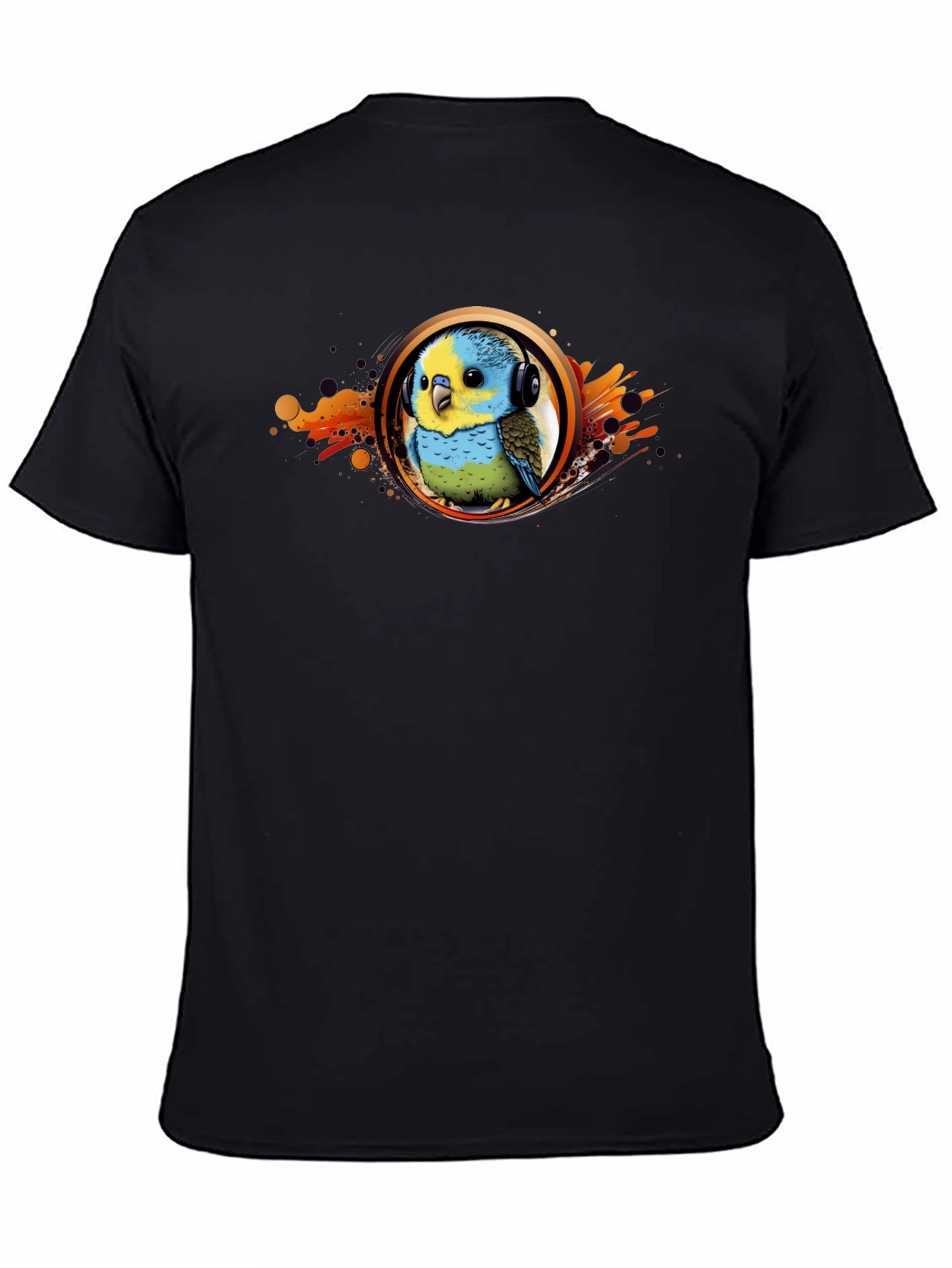 Parakeet DJ Graphic T-Shirt - Cool Bird Headphones Tee