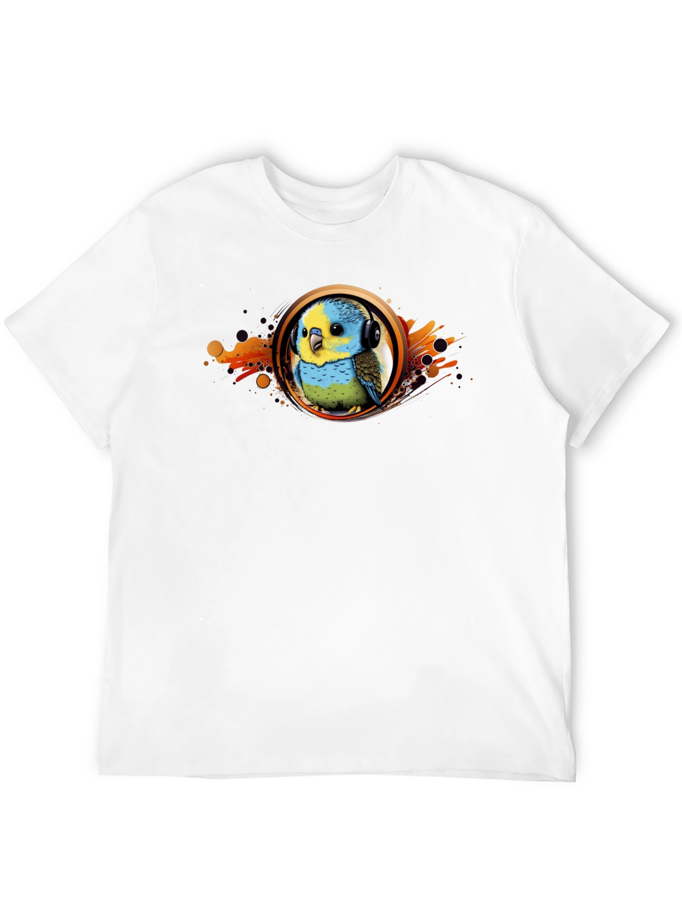 Parakeet DJ Graphic T-Shirt - Cool Bird Headphones Tee