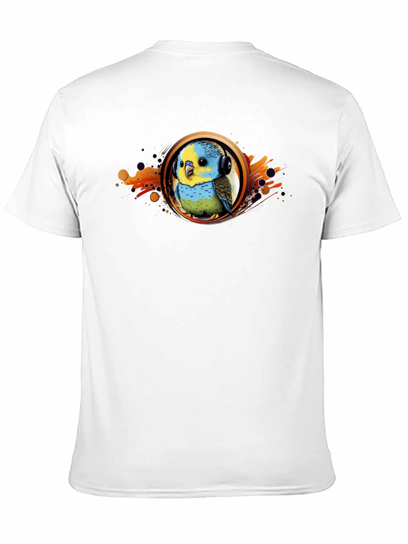 Parakeet DJ Graphic T-Shirt - Cool Bird Headphones Tee