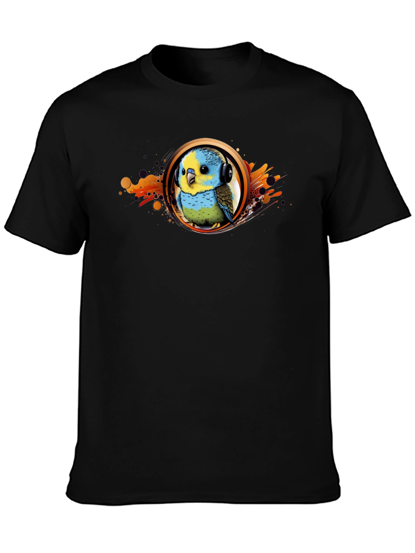 Parakeet DJ Graphic T-Shirt - Cool Bird Headphones Tee
