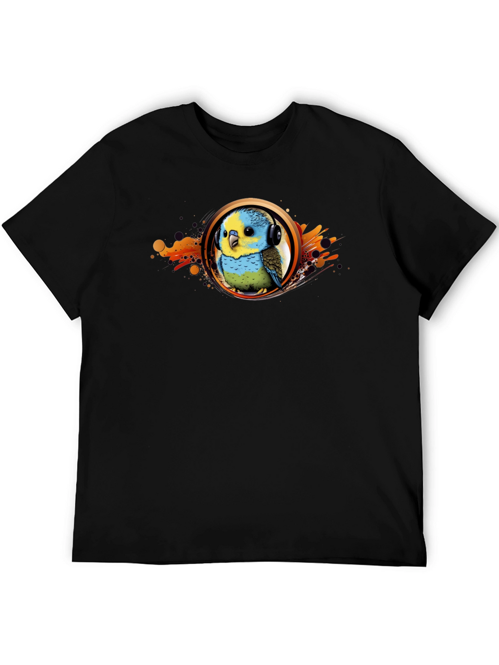 Parakeet DJ Graphic T-Shirt - Cool Bird Headphones Tee