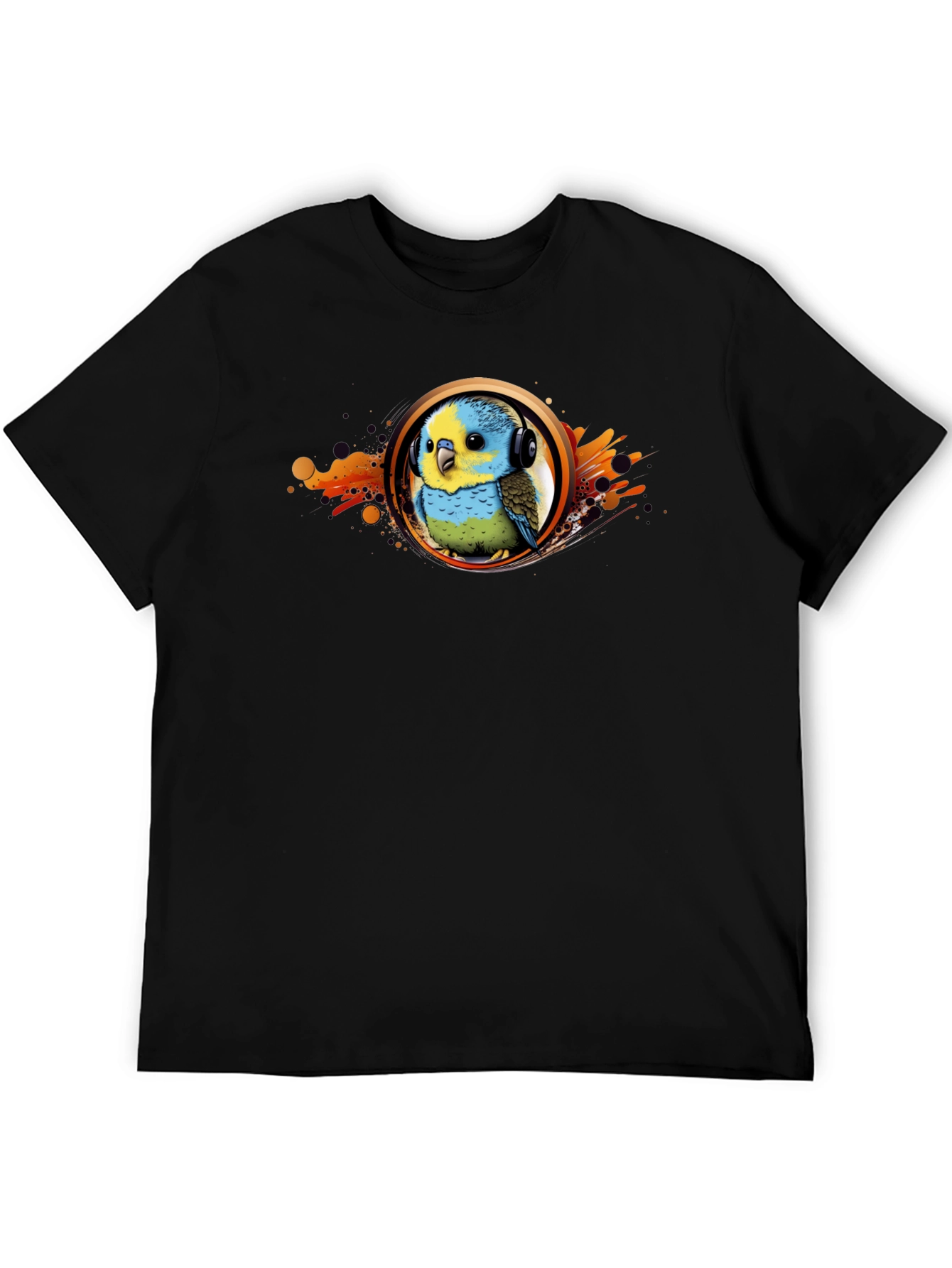 Parakeet DJ Graphic T-Shirt - Cool Bird Headphones Tee