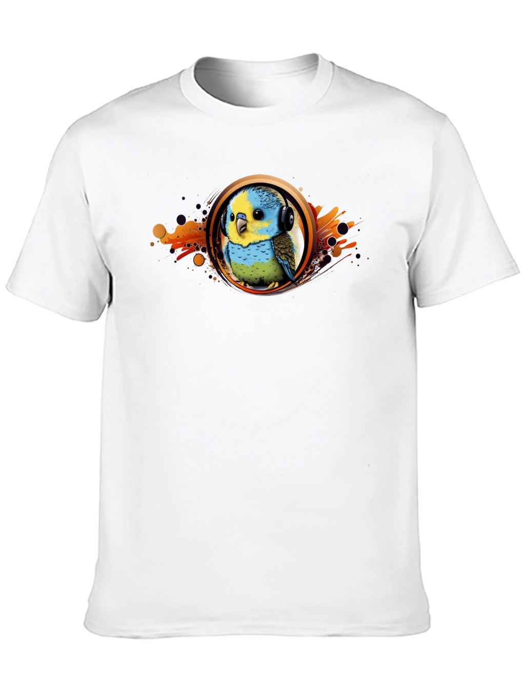 Parakeet DJ Graphic T-Shirt - Cool Bird Headphones Tee