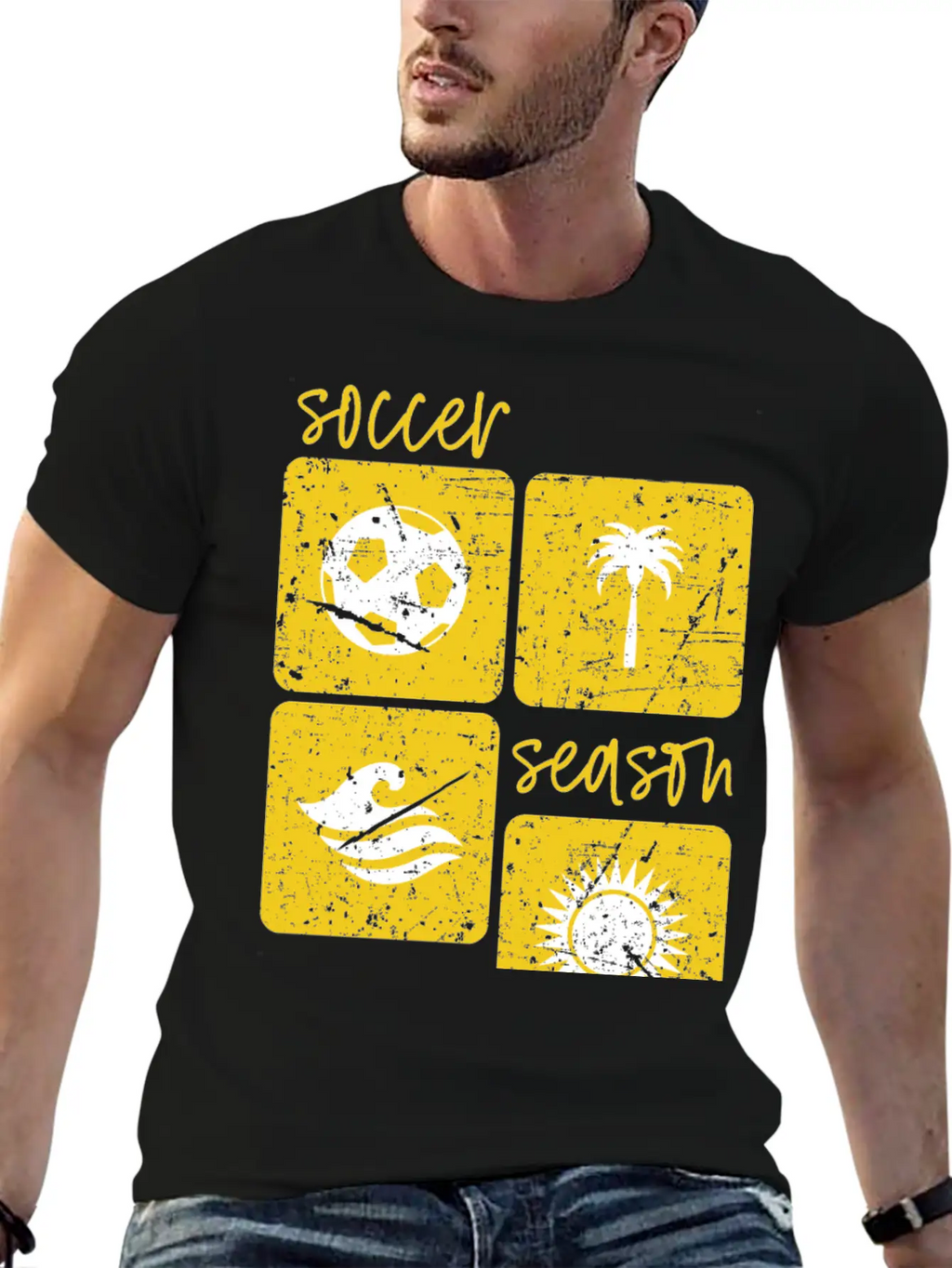 Summer Beach Soccer Season Unisex Short Sleeve Soft Cotton T-Shirt – Casual Everyday Wear