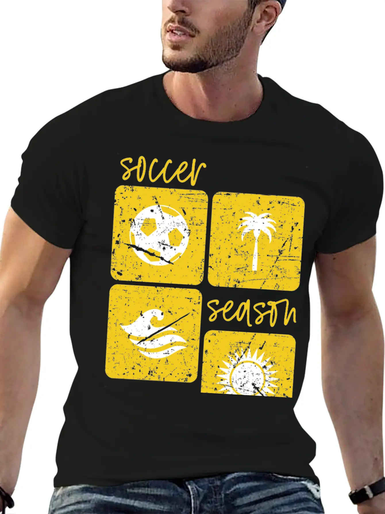 Summer Beach Soccer Season Unisex Short Sleeve Soft Cotton T-Shirt – Casual Everyday Wear