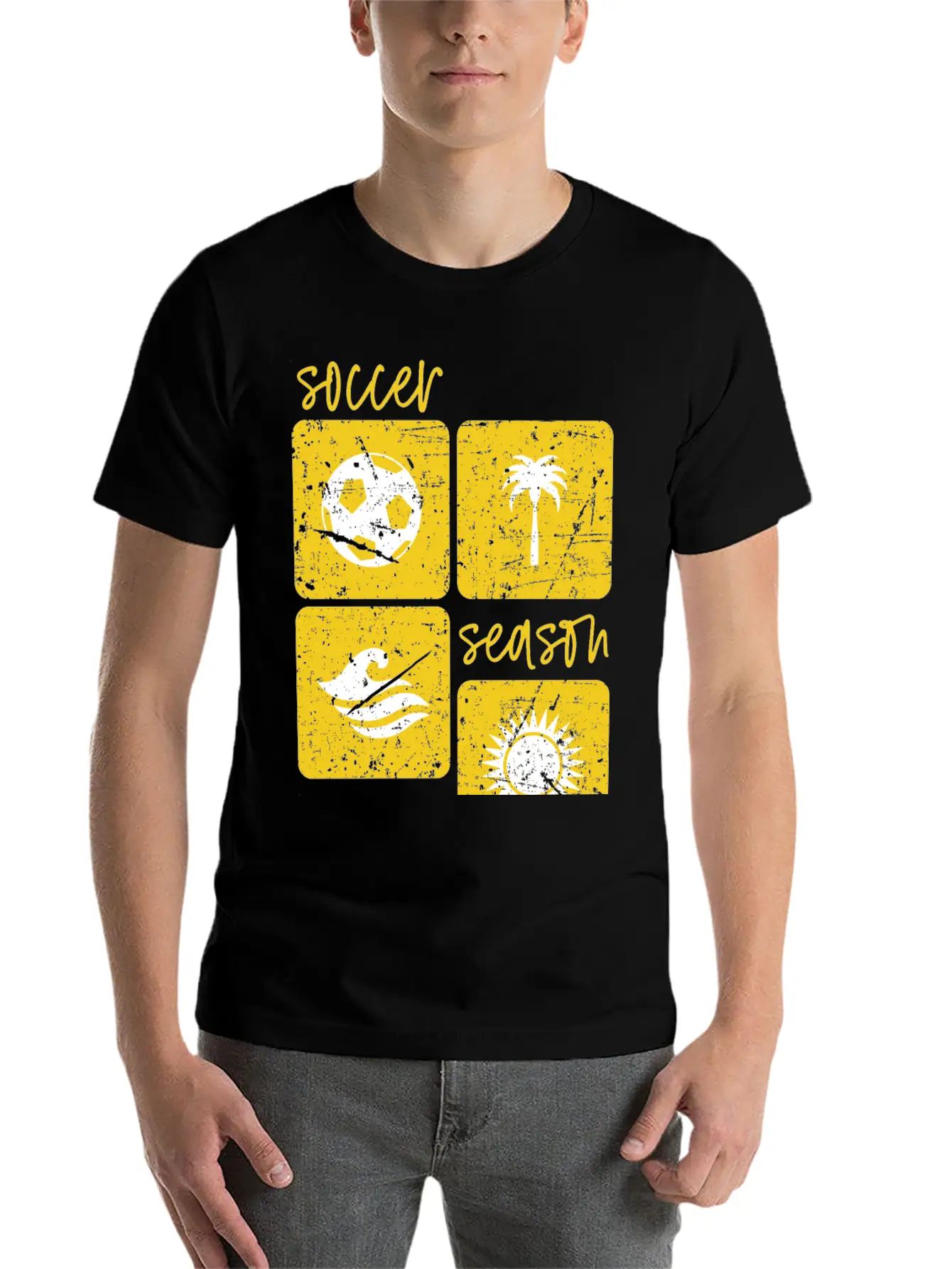 Summer Beach Soccer Season Unisex Short Sleeve Soft Cotton T-Shirt – Casual Everyday Wear