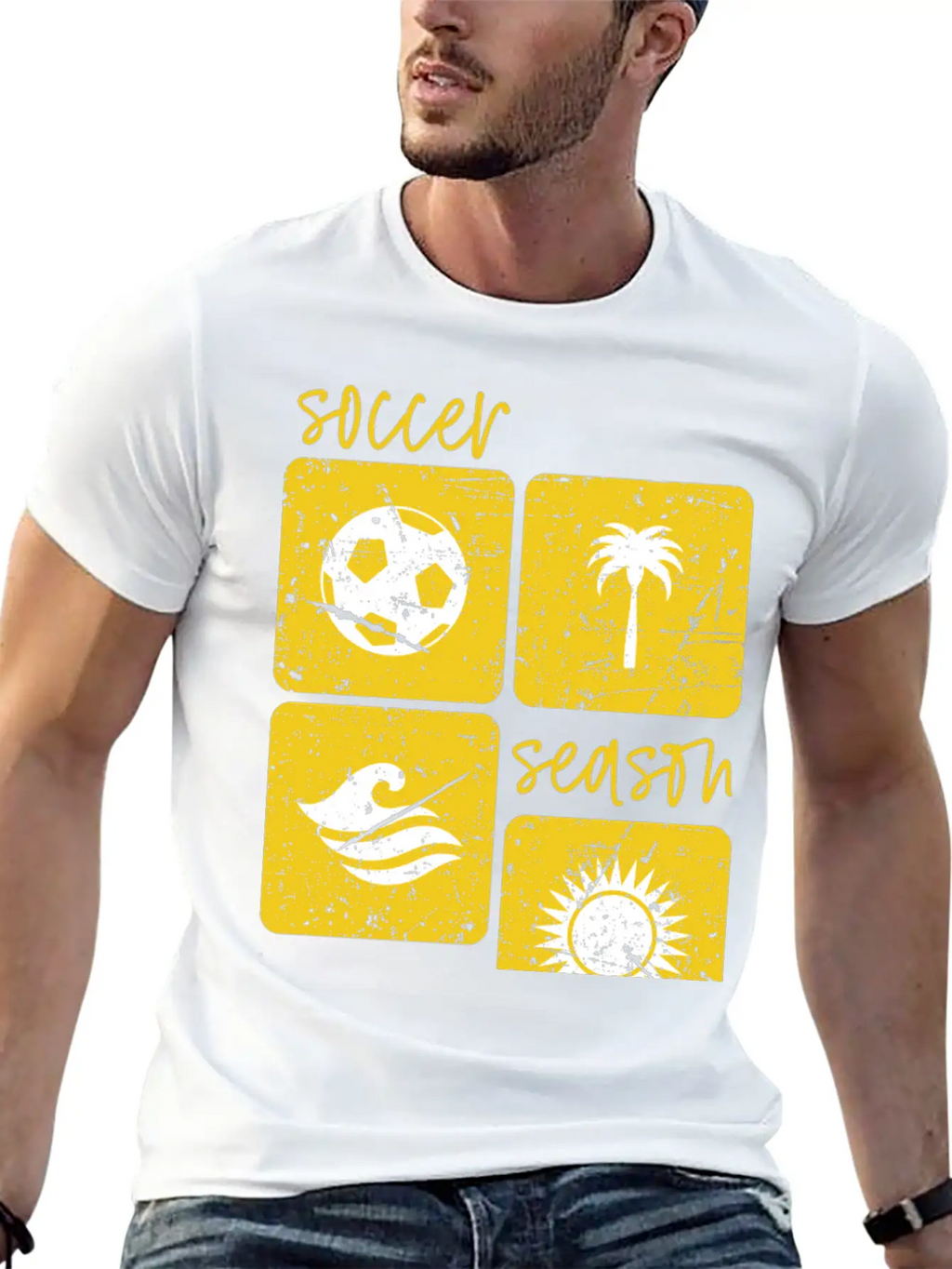Summer Beach Soccer Season Unisex Short Sleeve Soft Cotton T-Shirt – Casual Everyday Wear