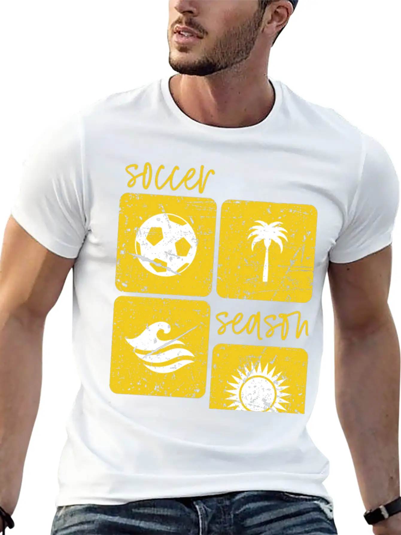 Summer Beach Soccer Season Unisex Short Sleeve Soft Cotton T-Shirt – Casual Everyday Wear