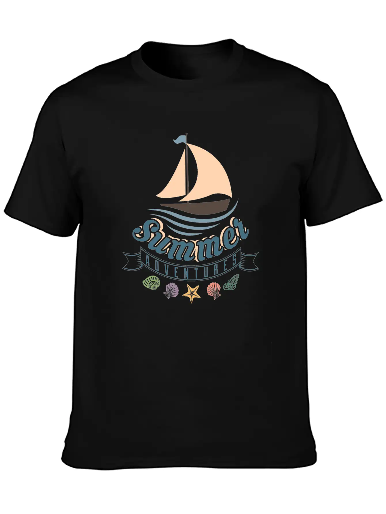 Summer Ocean Waves Yacht Breeze Shells Adventure Unisex Casual T-Shirt – Clean Design For Daily Comfort