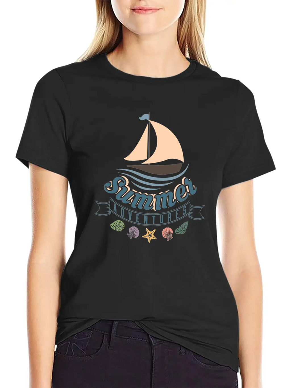 Summer Ocean Waves Yacht Breeze Shells Adventure Unisex Casual T-Shirt – Clean Design For Daily Comfort