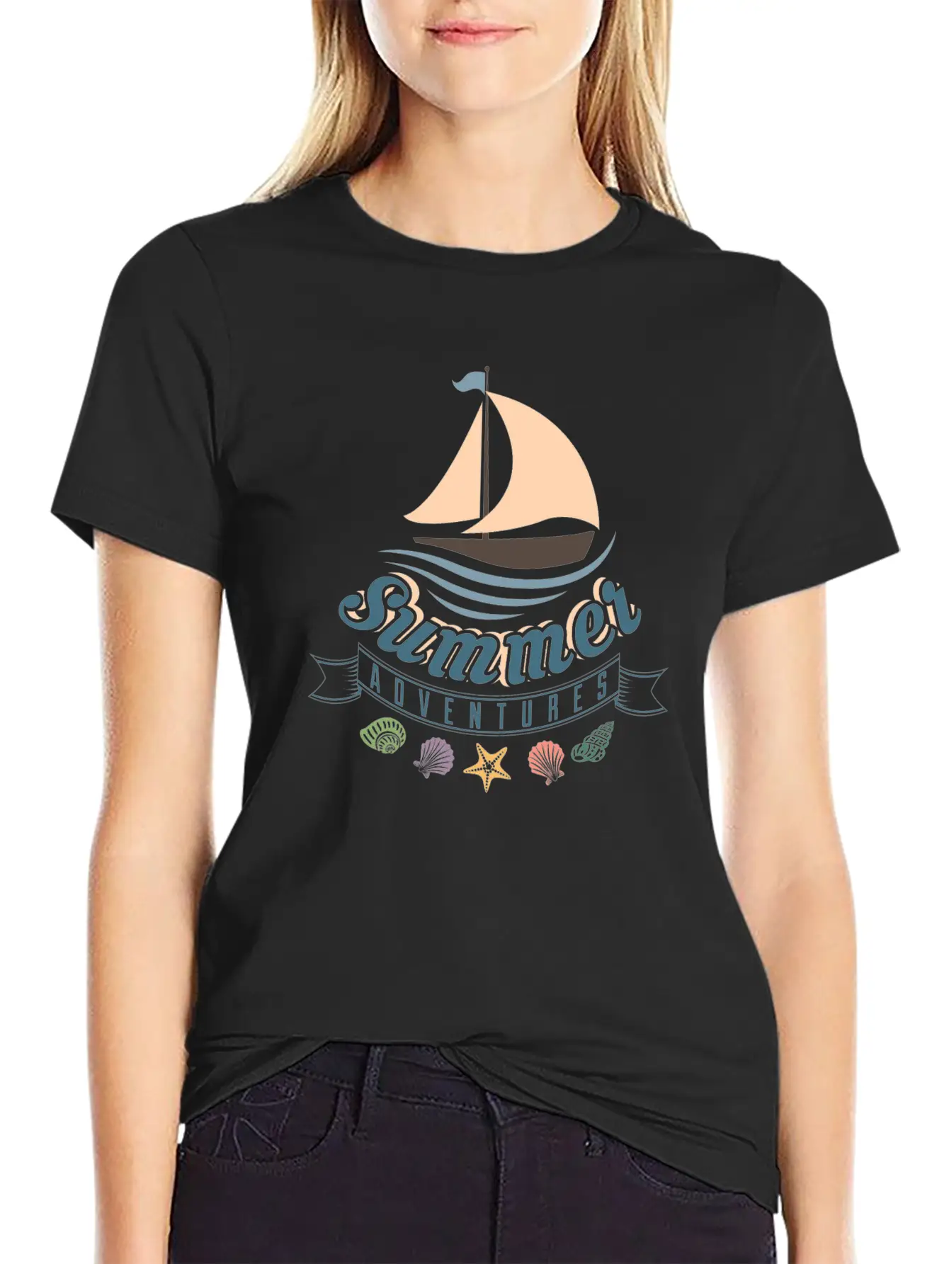 Summer Ocean Waves Yacht Breeze Shells Adventure Unisex Casual T-Shirt – Clean Design For Daily Comfort