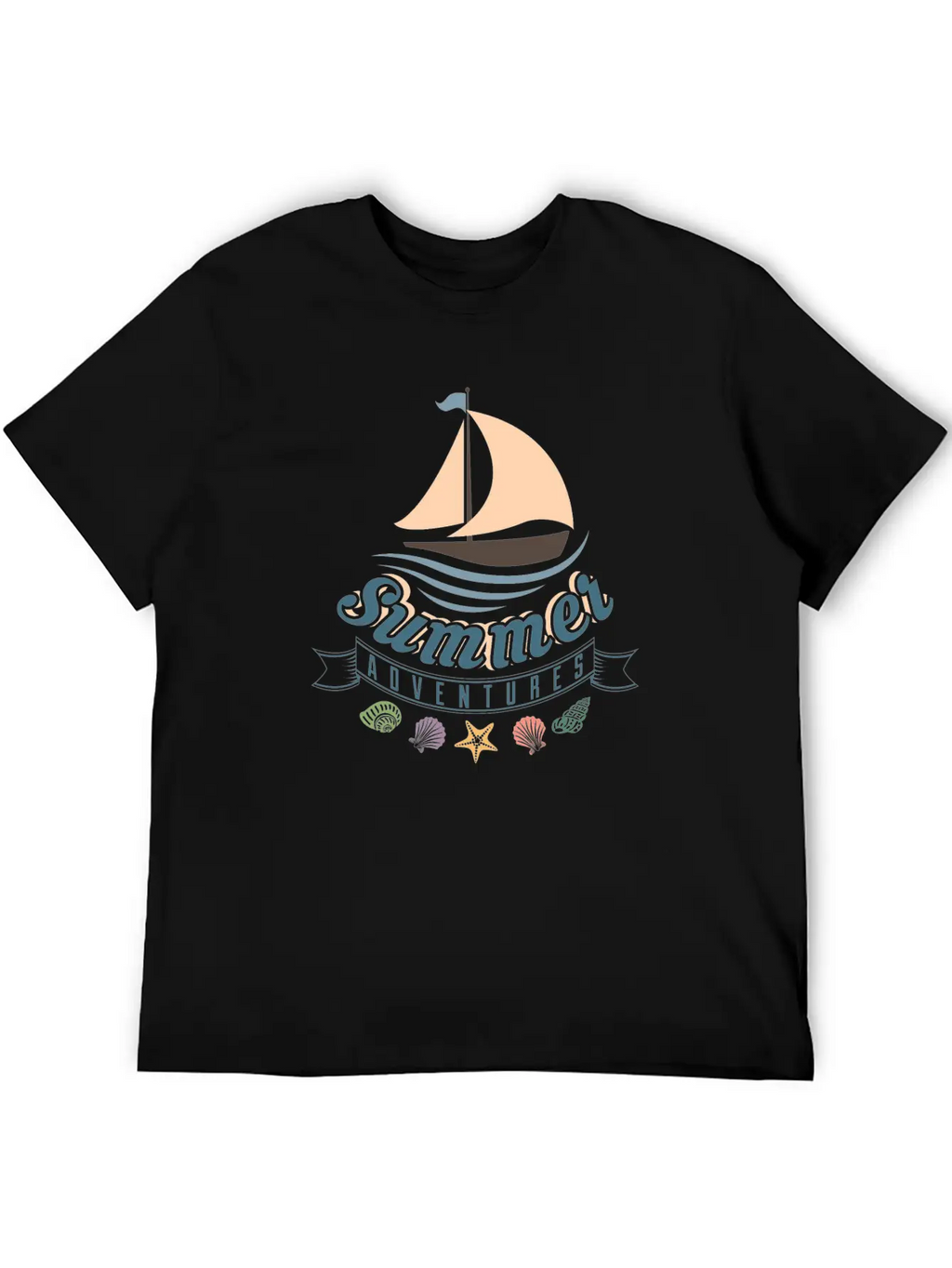 Summer Ocean Waves Yacht Breeze Shells Adventure Unisex Casual T-Shirt – Clean Design For Daily Comfort