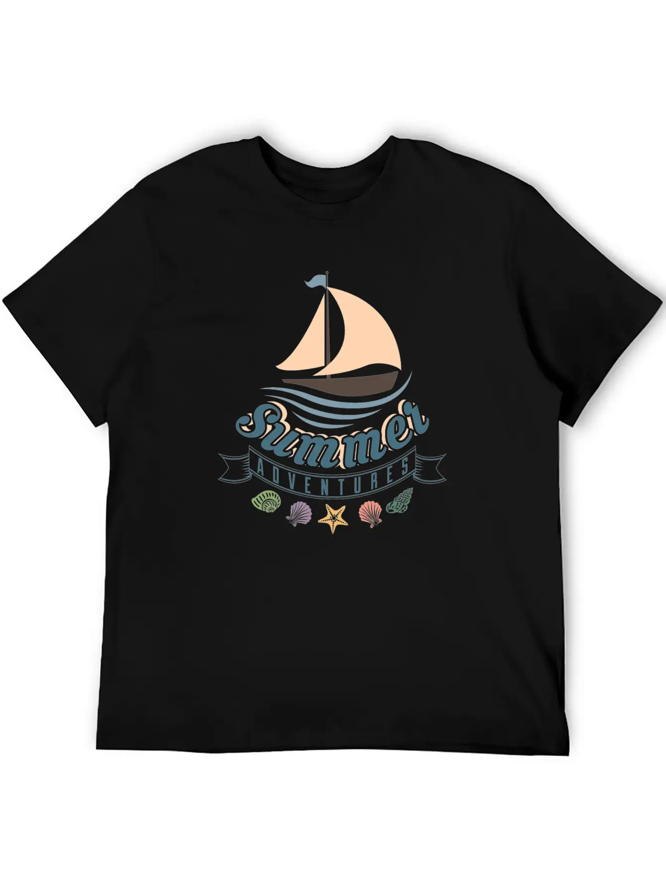 Summer Ocean Waves Yacht Breeze Shells Adventure Unisex Casual T-Shirt – Clean Design For Daily Comfort