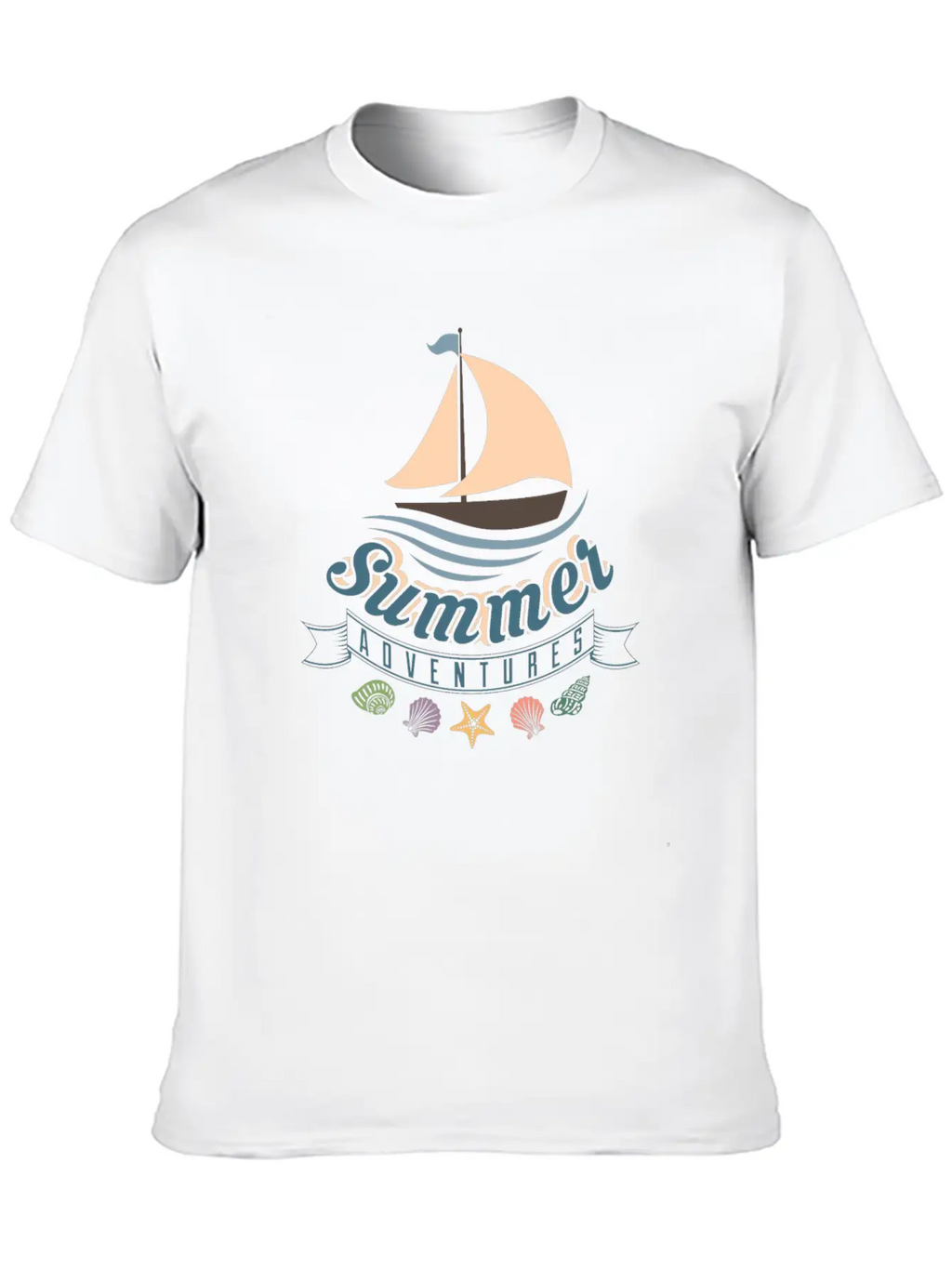 Summer Ocean Waves Yacht Breeze Shells Adventure Unisex Casual T-Shirt – Clean Design For Daily Comfort