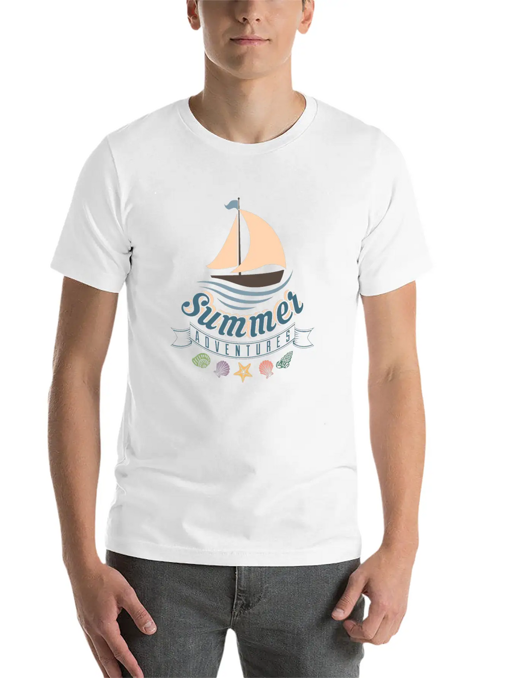 Summer Ocean Waves Yacht Breeze Shells Adventure Unisex Casual T-Shirt – Clean Design For Daily Comfort