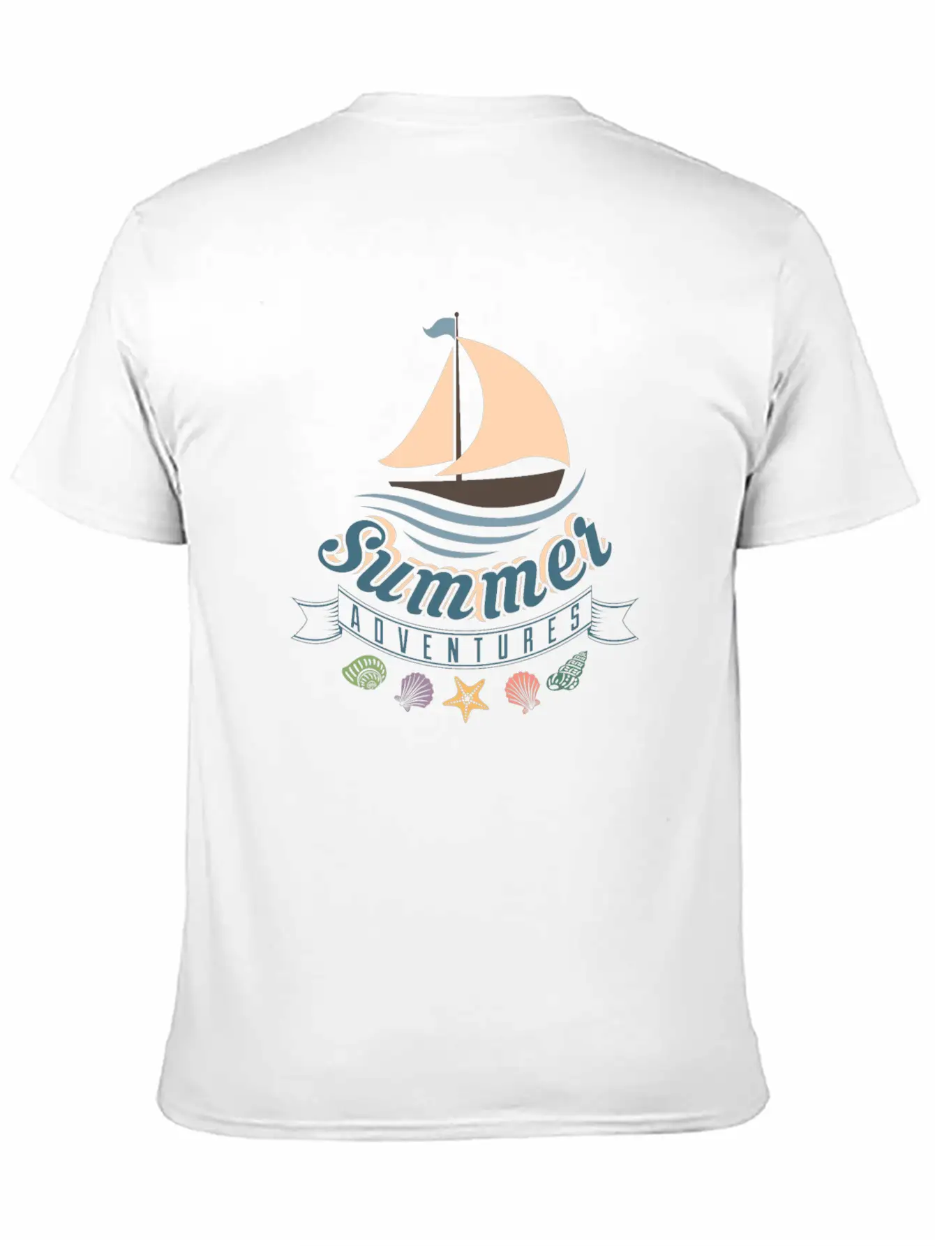 Summer Ocean Waves Yacht Breeze Shells Adventure Unisex Casual T-Shirt – Clean Design For Daily Comfort