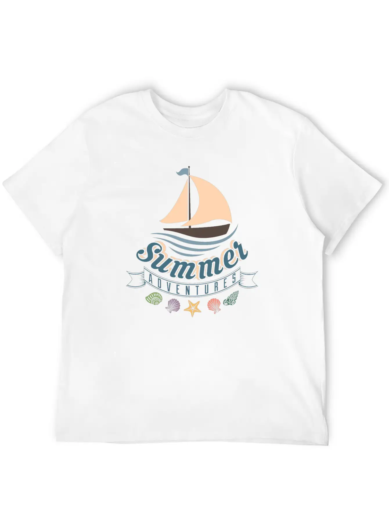 Summer Ocean Waves Yacht Breeze Shells Adventure Unisex Casual T-Shirt – Clean Design For Daily Comfort