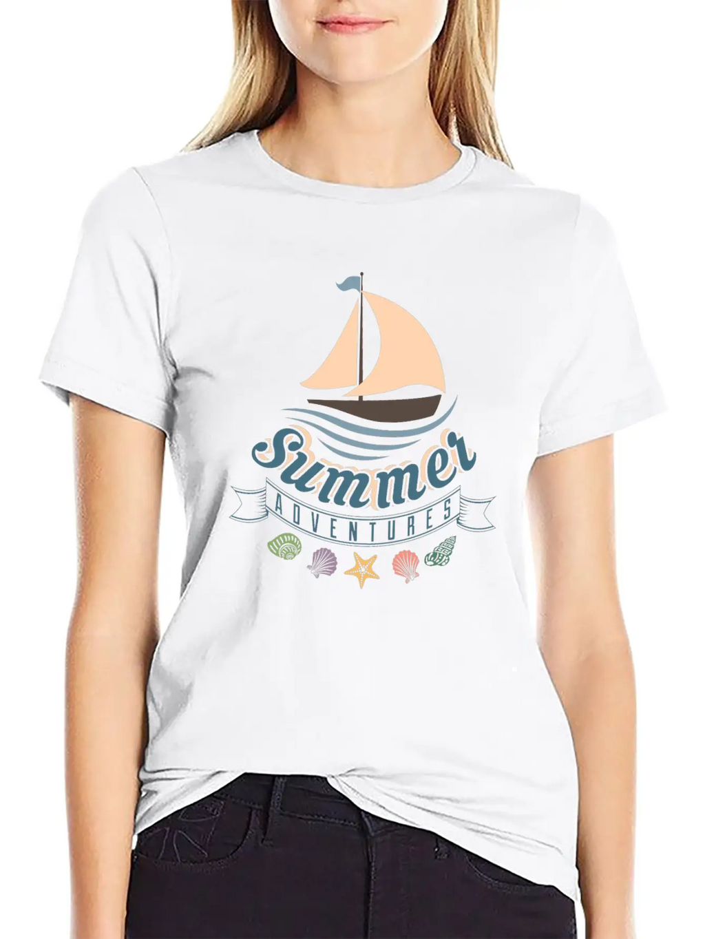 Summer Ocean Waves Yacht Breeze Shells Adventure Unisex Casual T-Shirt – Clean Design For Daily Comfort