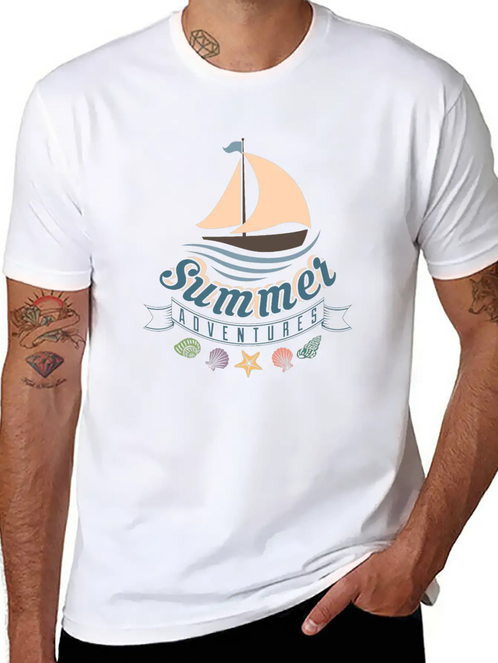 Summer Ocean Waves Yacht Breeze Shells Adventure Unisex Casual T-Shirt – Clean Design For Daily Comfort