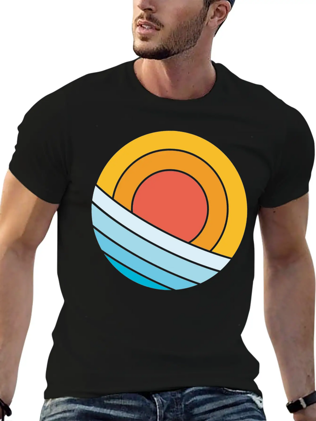 Sun And Waves Essential Cotton Tee For Daily Outfits – Unisex Style