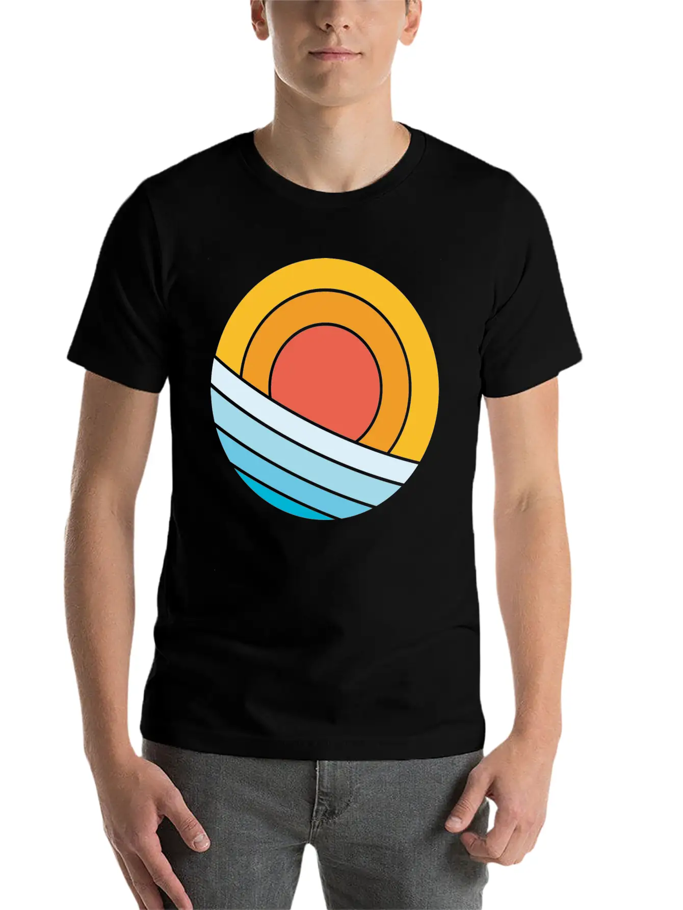 Sun And Waves Essential Cotton Tee For Daily Outfits – Unisex Style