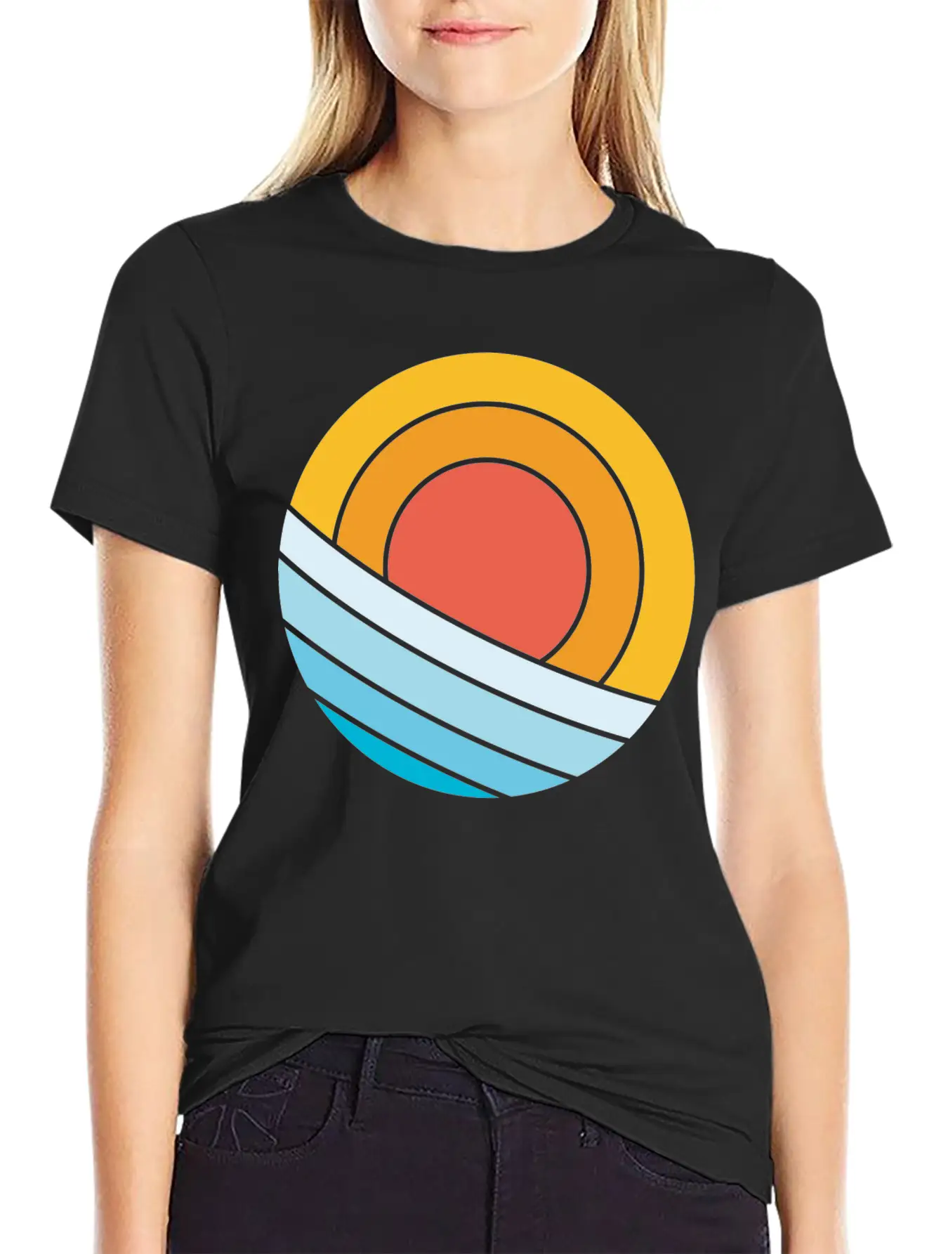Sun And Waves Essential Cotton Tee For Daily Outfits – Unisex Style