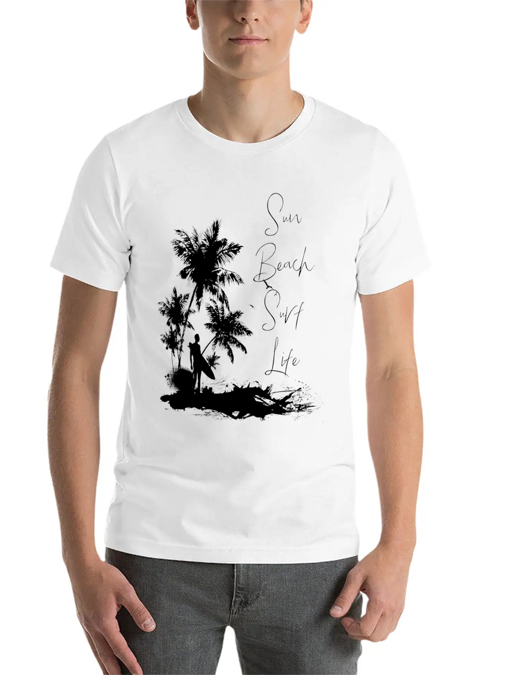 Sun Beach Surf Life Unisex Short Sleeve Soft Cotton T-Shirt – Casual Everyday Wear