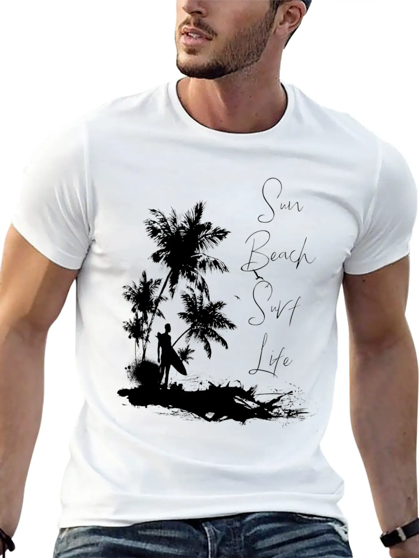 Sun Beach Surf Life Unisex Short Sleeve Soft Cotton T-Shirt – Casual Everyday Wear