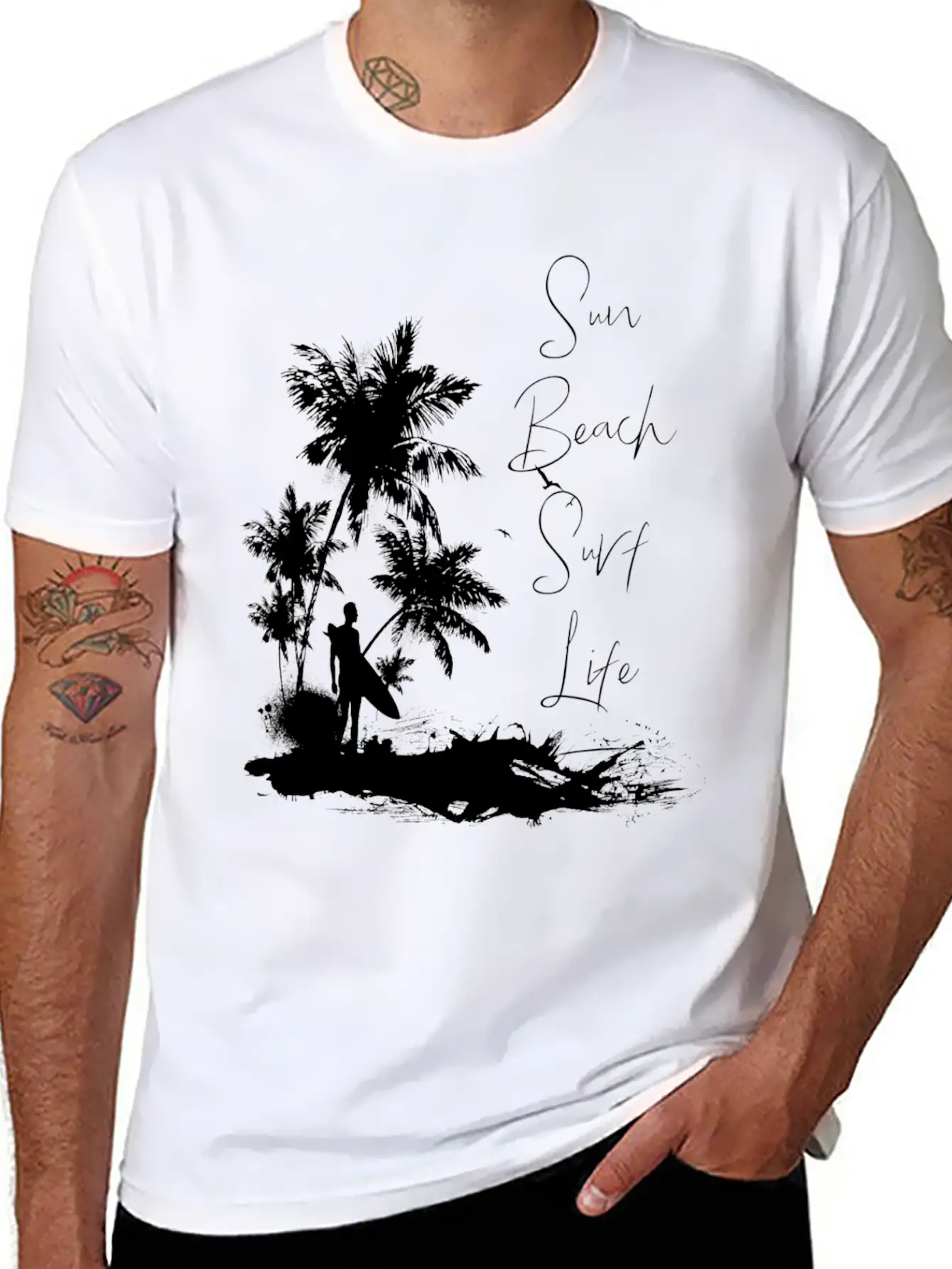 Sun Beach Surf Life Unisex Short Sleeve Soft Cotton T-Shirt – Casual Everyday Wear