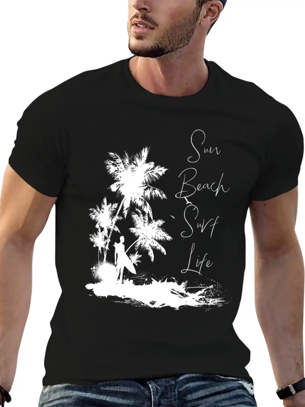 Sun Beach Surf Life Unisex Short Sleeve Soft Cotton T-Shirt – Casual Everyday Wear