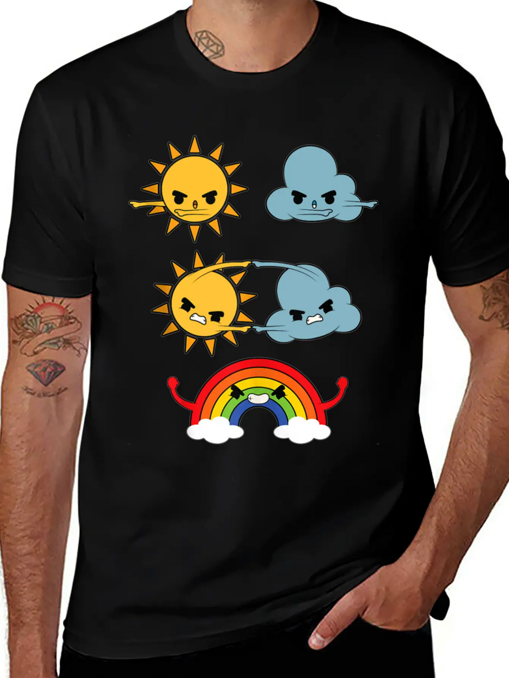 Sun Cloud Rainbow Unisex Short Sleeve Soft Cotton T-Shirt – Casual Everyday Wear